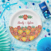 Marigold Brightフローラカップルの名前を追加 ペーパープレート (パーティー)