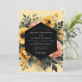 Marigold Charcoal Moody Wedding 招待状 (スタンド正面)