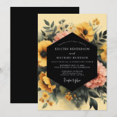 Marigold Charcoal Moody Wedding 招待状 (正面/裏面)