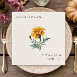 Marigold Elegant Watercolor Floral Yellow Wedding  スタンダードカクテルナプキン