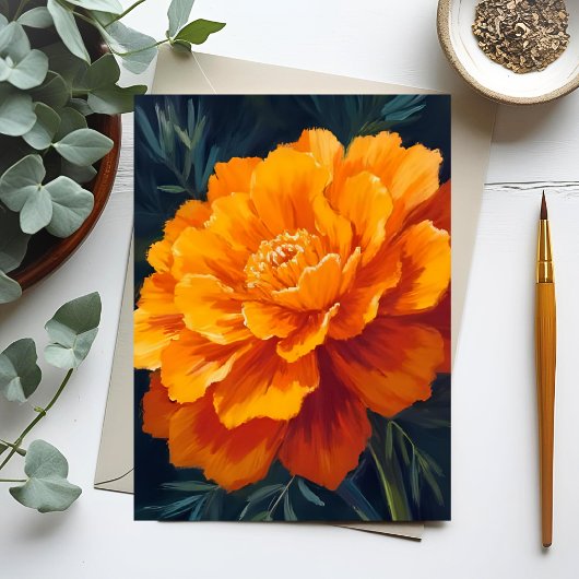 Marigold Flower | Watercolor Floral Painted ポストカード