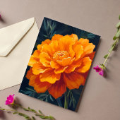 Marigold Flower | Watercolor Floral Painted Card