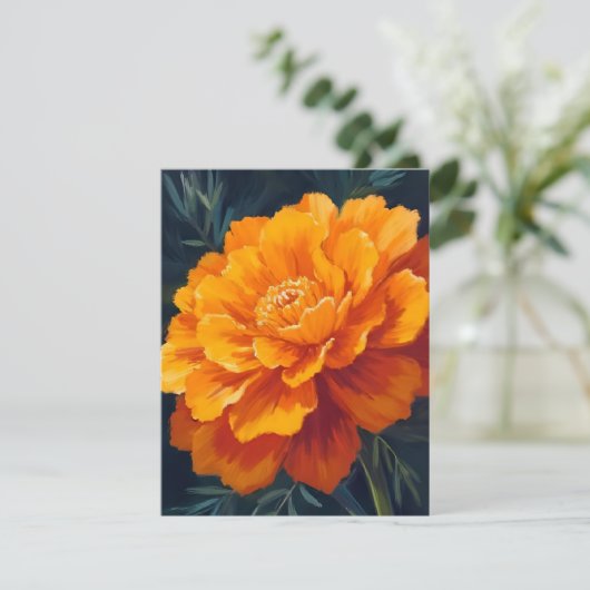 Marigold Flower | Watercolor Floral Painted Card (スタンド正面)