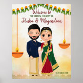 Marigold garlands Tamil wedding welcome sign ポスター (正面)