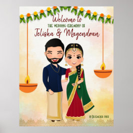 Marigold garlands Tamil wedding welcome sign ポスター