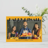 Marigold Orange Traditional Photo Happy Diwali  シーズンカード (スタンド正面)