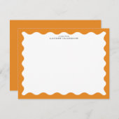 Marigold Orange Wavy Frame Note Card 招待状 (正面/裏面)