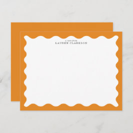 Marigold Orange Wavy Frame Note Card 招待状