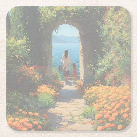 Marigold Path to the Sea | Acrylic  スクエアペーパーコースター (正面)