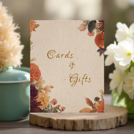 Marigold Rustic Floral Wedding Cards & Gifts Sign フォトプリント