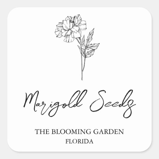 Marigold Seedsラベル スクエアシール (正面)