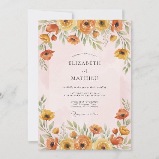 Marigold Vibrant Spring Wedding 招待状 (正面)