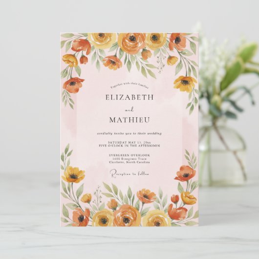 Marigold Vibrant Spring Wedding 招待状 (スタンド正面)