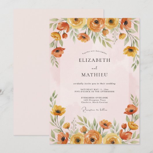 Marigold Vibrant Spring Wedding 招待状 (正面/裏面)
