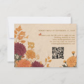 Marigold & Warm Orange Rustic Boho Autumn QR Code 出欠カード (裏面)