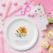 Marigold Wedding Elegant Floral Fall ペーパープレート (パーティー)