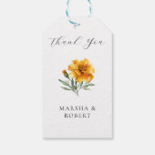 Marigold Wedding Elegant Watercolor Floral Yellow  ギフトタグ (裏面)