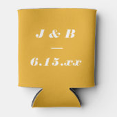 Marigold Yellow Bold Italic Monogram Wedding Favor 缶クーラー (正面)