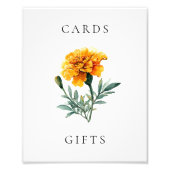 Marigold Yellow Floral Wedding Cards & Gifts Sign フォトプリント (正面)