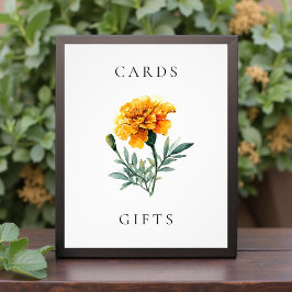 Marigold Yellow Floral Wedding Cards & Gifts Sign フォトプリント