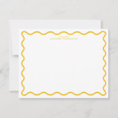 Marigold Yellow Modern Wavy Border Note Card 招待状 (正面)