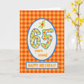 MarigoldsとCheck Gingham: 65誕生日カード カード (黄色い花)