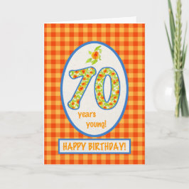 Marigolds and Check Gingham: 70誕生日カード カード