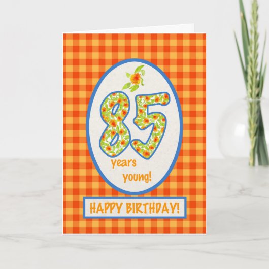 Marigolds and Check Gingham: 85誕生日カード カード (正面)