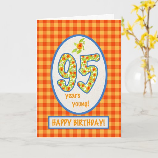 Marigolds and Check Gingham: 95誕生日カード カード (黄色い花)