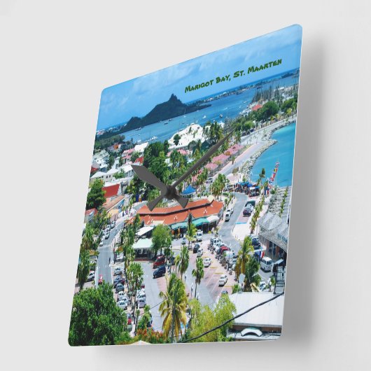  Marigot Bay, St. Maarten スクエア壁時計 (傾斜)