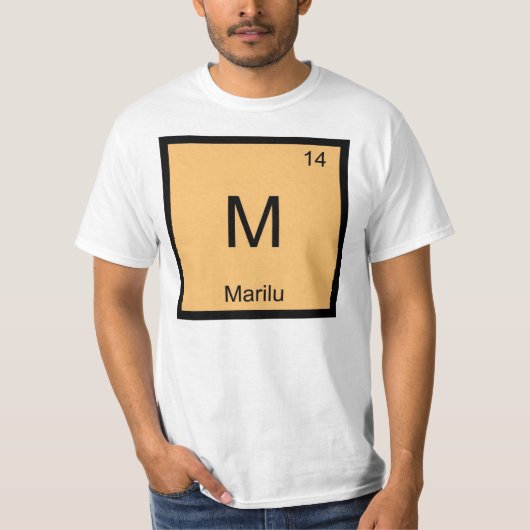 Marilu 名前 化学元素周期表 tシャツ (正面)