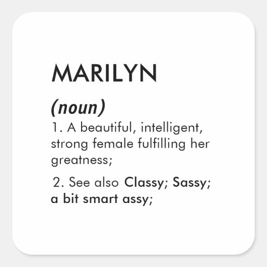 Marilyn name, Editable name, Custom name スクエアシール (正面)