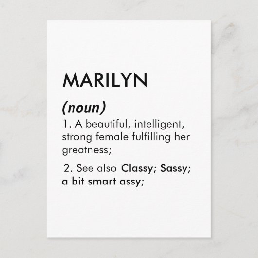 Marilyn name, Editable name, Custom name ポストカード (正面)