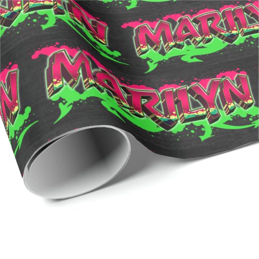 Marilyn Vorname Name Graffiti red green ラッピングペーパー (ロールコーナー)