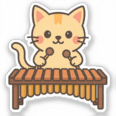 Marimba Mallet Cat Art シール (正面)