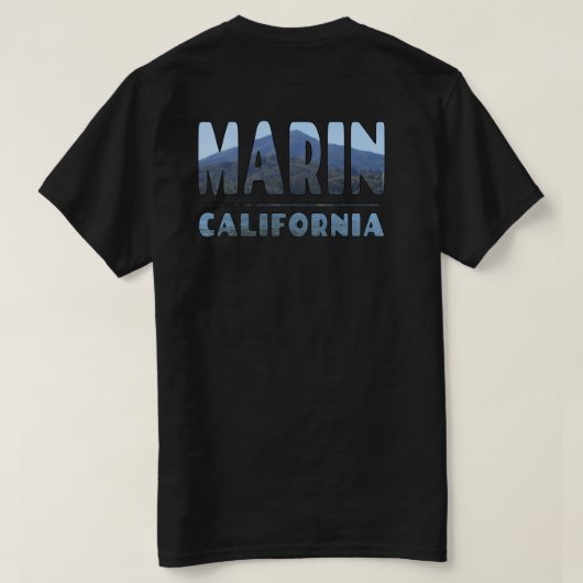 Marin California Mt Tamalpais in LETTERSデザイン Tシャツ (デザイン裏面)