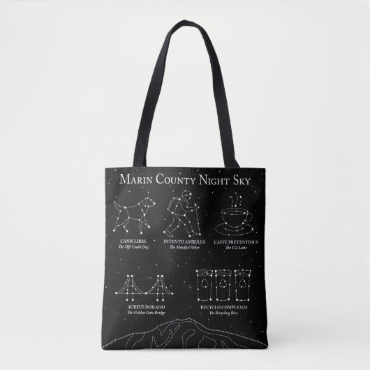 Marin County Night Sky Medium Tote Bag Black トートバッグ (正面)