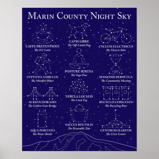 Marin County Night Sky Poster Black ポスター