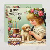 MARINA 6年~誕生日カード~子犬~ (正面/裏面)