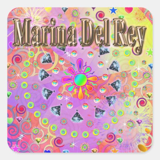 Marina Del Rey Lucky Golden Sticker スクエアシール (正面)