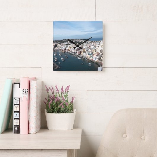 Marina di Corricella View 1 - Procida スクエア壁時計 (読書スペース)