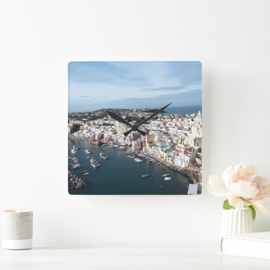 Marina di Corricella View 1 - Procida スクエア壁時計 (ホーム)