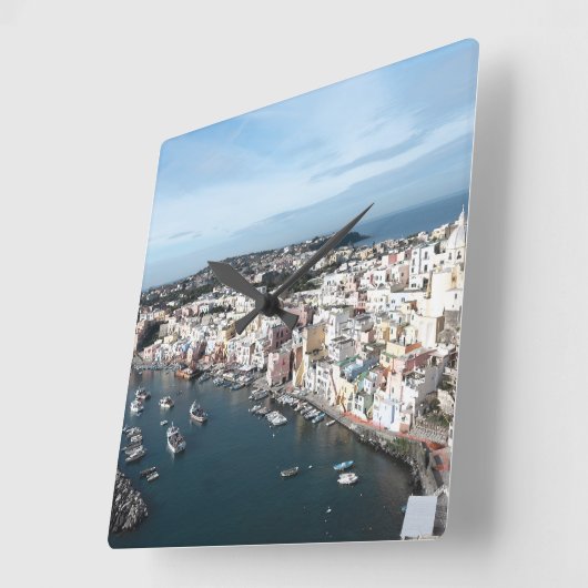 Marina di Corricella View 1 - Procida スクエア壁時計 (傾斜)