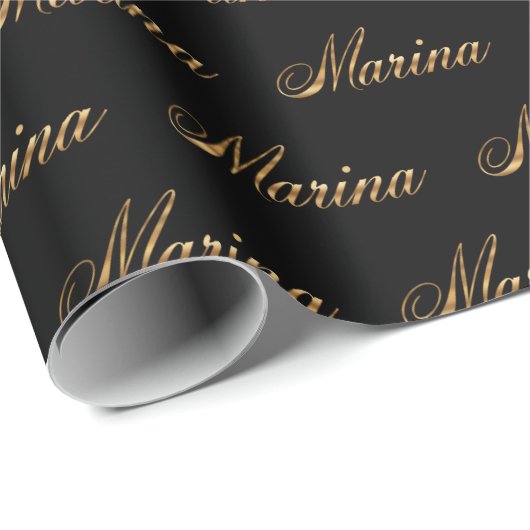 Marina gold Design Lettering Geschenkpapier ラッピングペーパー (ロールコーナー)