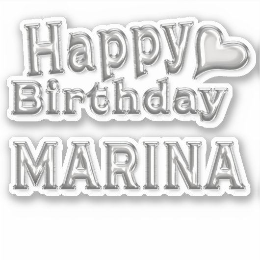 Marina Happy Birthday silver Aufkleber Sticker シール (正面)