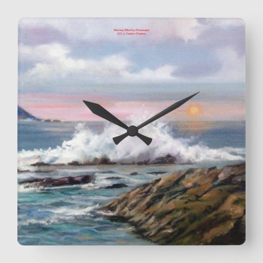 Marina/Mariña/Seascape スクエア壁時計 (正面)