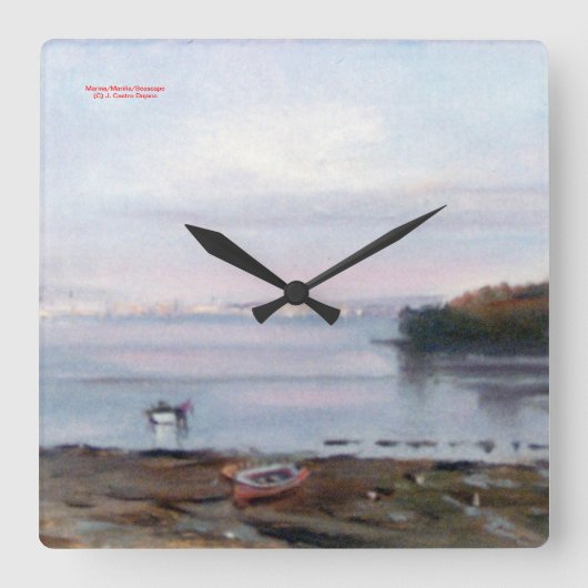 Marina/Mariña/Seascape スクエア壁時計 (正面)