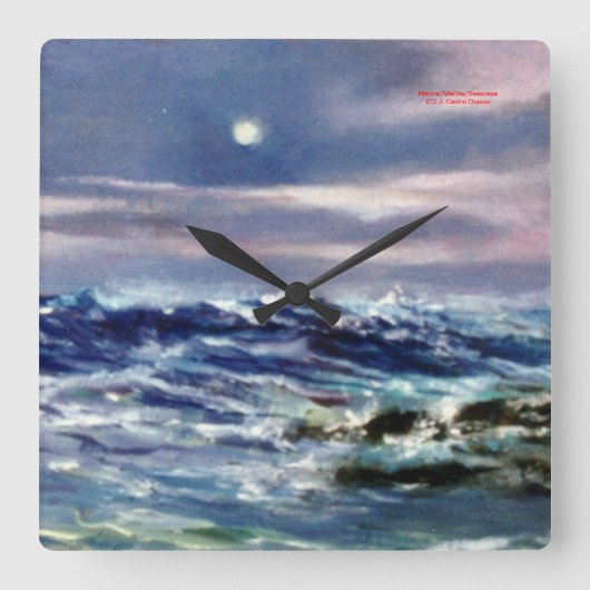 Marina/Mariña/Seascape スクエア壁時計 (正面)