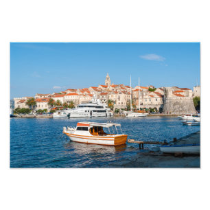 Marina of Korcula city – ダルマティア，クロアチア フォトプリント