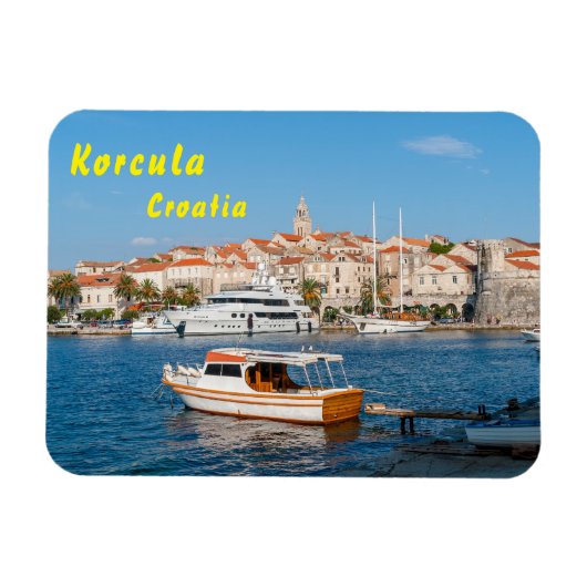 Marina of Korcula city - Dalmatia, Croatia マグネット (横)